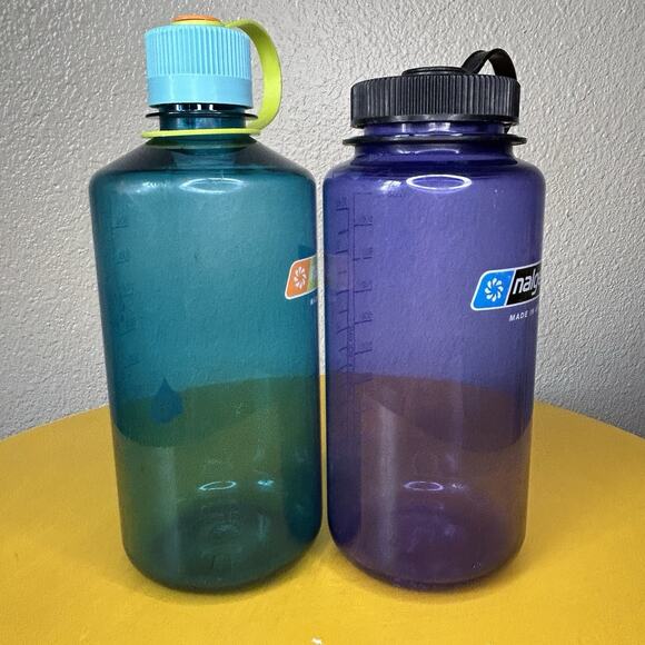 2 Pack Nalgene Wide Mouth 32 oz. Water Water Narrow Mouth Purple Blue - Picture 3 of 11